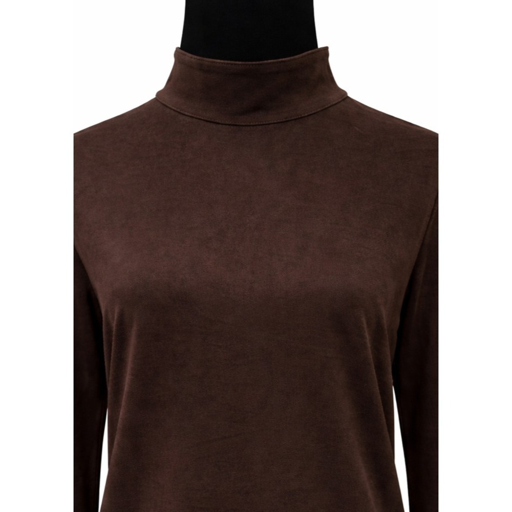 Chico's Womens Mock Neck Top Sz 1 Green Faux Suede Long Sleeve Tie Cuff Stretch - Picture 3 of 12